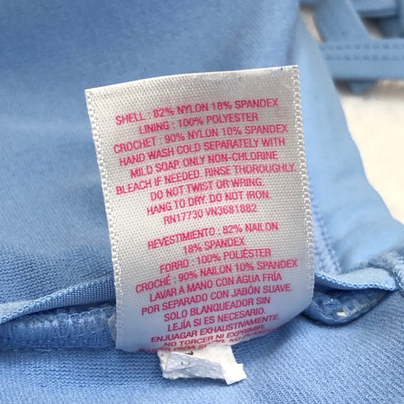 Xhilaration Crochet Lace High Neck Bikini Top Periwinkle Blue women’s D/DD - Picture 9 of 10